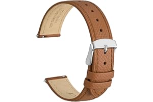 WOCCI Grace Watch Bands, Top Grain Leather, Quick Release Replacement Straps, Stainless Steel Buckle, Band Width 12mm 14mm 16mm 18mm 20mm