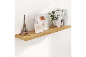 FUN MEMORIES Floating Shelves 48 Inch Long, 48"W x 9"D Wall Shelf Invisible Bracket, 9 Inch Deep Floating Shelf for Wall, Rustic Wooden Shelves for Living Room, Kitchem, Bedroom, Oak Color, Set of 1