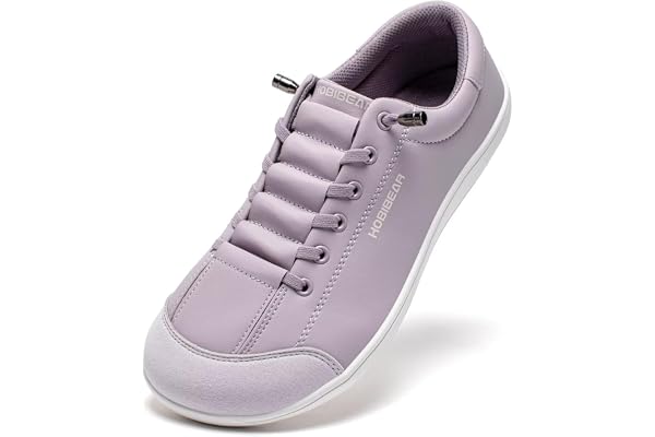 HOBIBEAR Leather Barefoot Shoes Lightweight Wide Toe Box Zero Drop Slip-on Shoes for Women Men