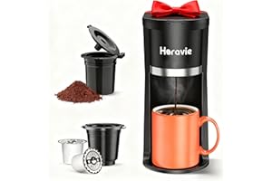 Small Single Serve Coffee Maker, Fast Brew One Cup Coffee Machine for K Cup and Grounds, 6 to 12 oz. Brew Sizes, Capsule Coff