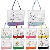 Shinylin 10 Pcs Christian Gift Inspirational Bible Verse Tote Bags Religious Gift Flowers Reusable Grocery Christmas