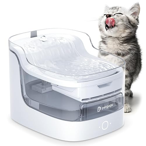 PETGUGU Cat Water Fountain for Drinking, Automatic Pet Water Dispenser with 8-Layer Filter, Ultra-Quiet Wireless Pump, Smart App Control & 2.4G WiFi for Cats and Dogs (PF1L)