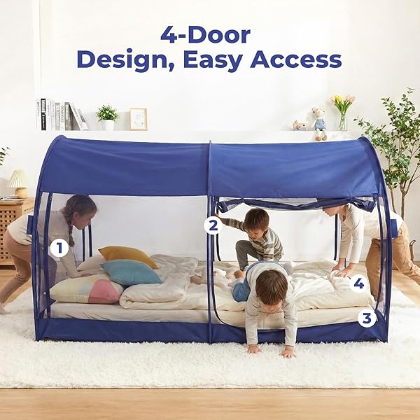 LEEDOR MOSQUITO NET BED TENT CANOPY INDOOR TENT PRIVACY BED FORT DREAM TENT FOR KIDS OR ADULT NAVY TWIN 75 X 39 X 47H” (MATTRESS NOT INCLUDED)