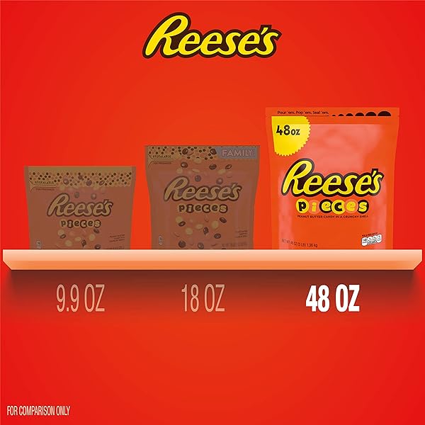 REESE’S PIECES PEANUT BUTTER IN A CRUNCHY SHELL, CANDY BULK BAG, 48 OZ