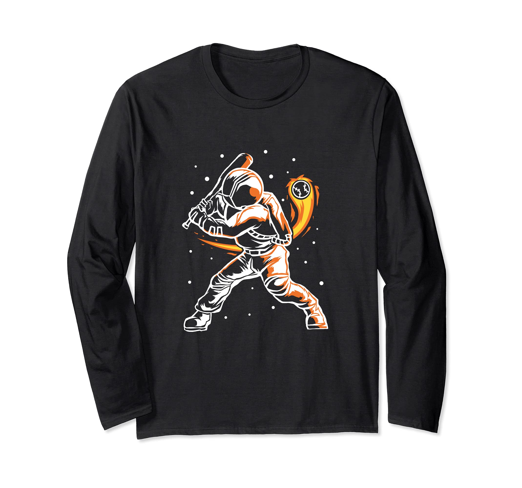 Baseball Player With Baseball Bat In Space Astronaut Long Sleeve T-Shirt