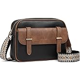 SENDEFN Small Crossbody Bags for Women Leather Handbag Travel Purse with Colored Shoulder Strap