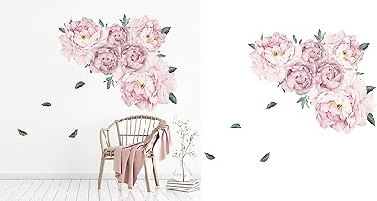 Adesivi Murali Peonia Adesivi Da Parete Fiori Decorazioni Murali Floreali Rosa Amazon It Fai Da Te