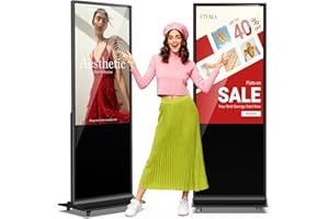 JIYANG 49 Inch Digital Signage Display,Indoor Floor Standing Touchscreen Advertising Display Kiosk Android System,Commercial LCD Totem Support HDMI-in,Store Displays Screens and CMS System(Black)