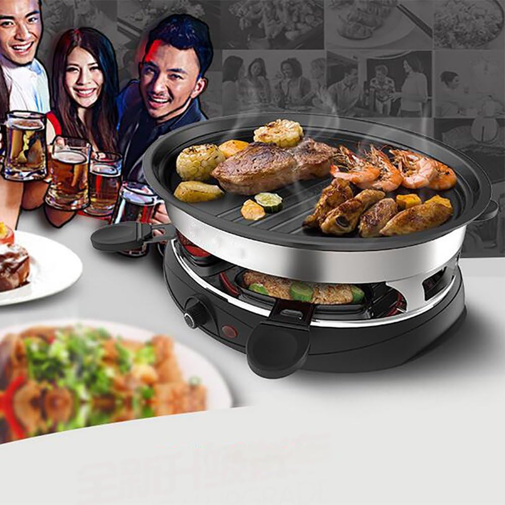review Barbecue Frying Pan Teppanyaki Electric Party Grill Machine - Indoor Hotplate BBQ For Table Top Cooking Non-Stick Cooking Hot Plate