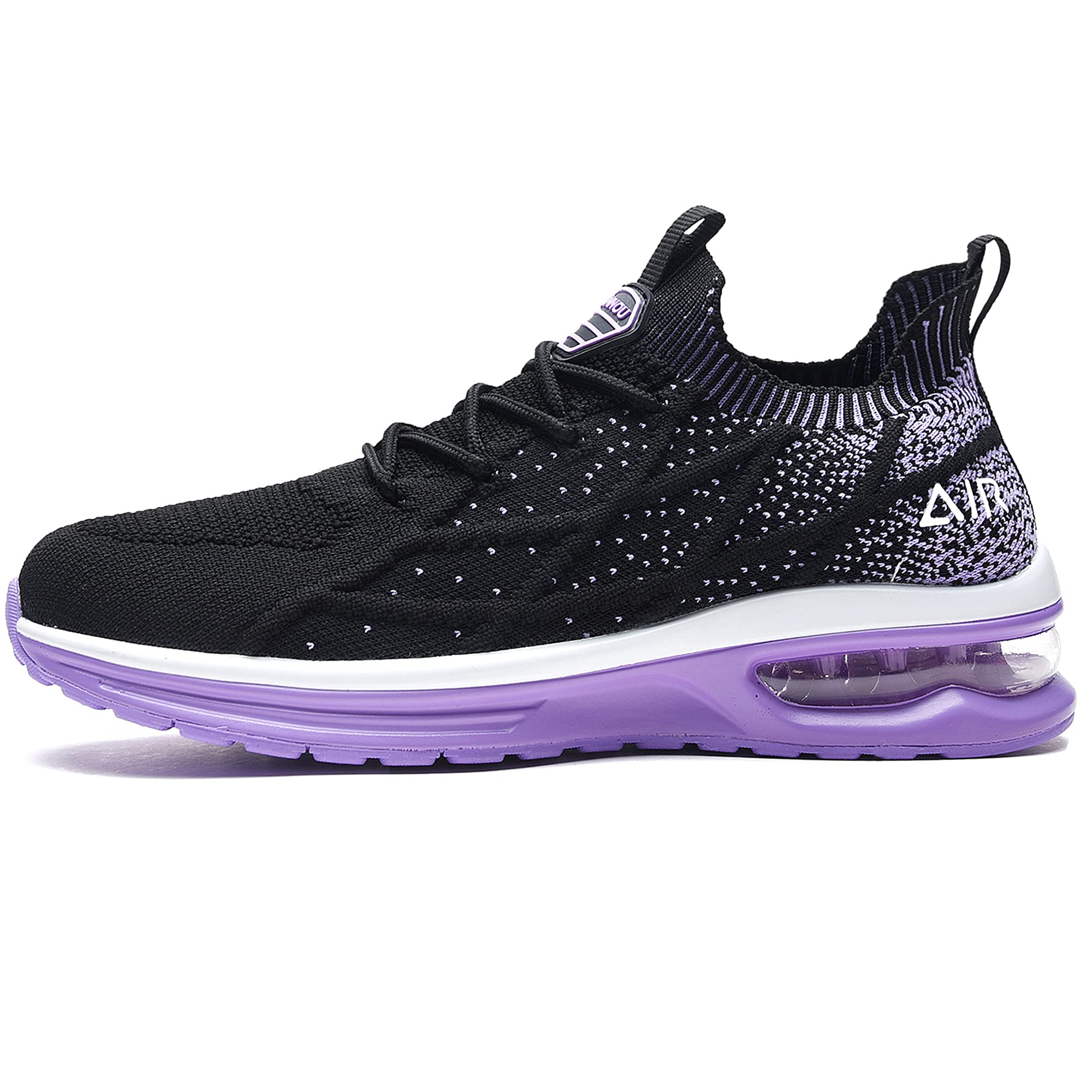 Zapatillas deportivas de aire para mujer, tenis, sin cordones, para caminar, deporte, moda, color morado 6,5 EE. UU.