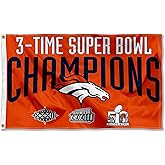 Denver Broncos 3 Time Super Bowl Champions Flag