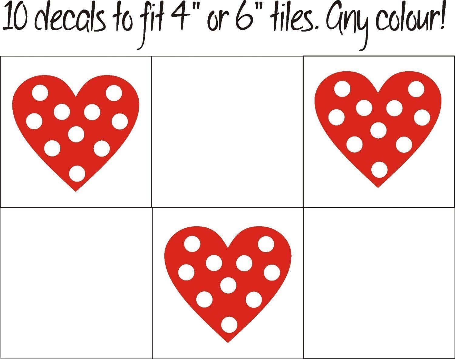 FSSS Ltd 10 x Heart Polka Dot Tile transfer stickers kitchen bathroom shabby chic home (BEIGE, 80mm)