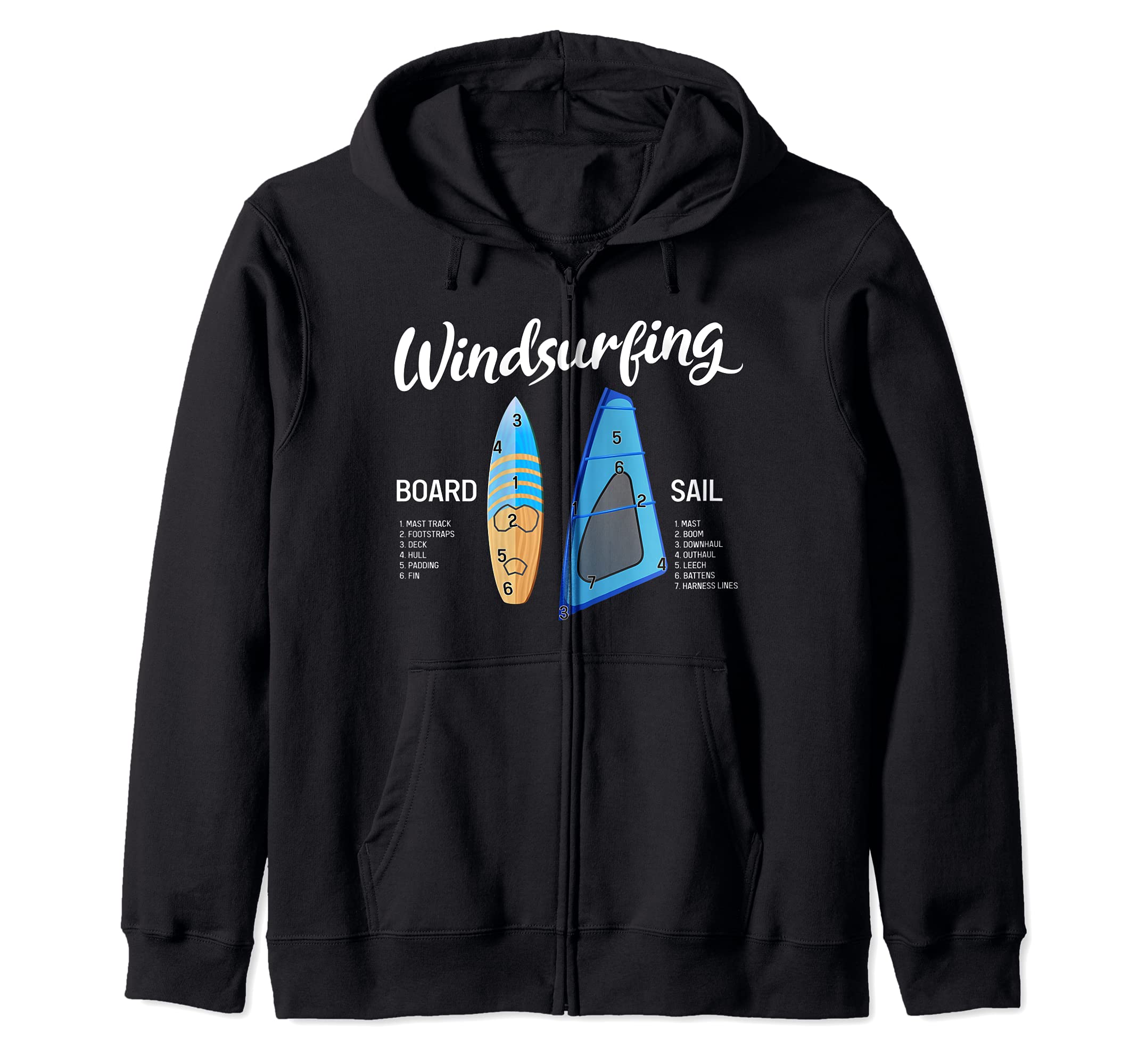 Windsurfing Equipment Gear Board Windsurfer Sailboarder Zip Hoodie — image 1