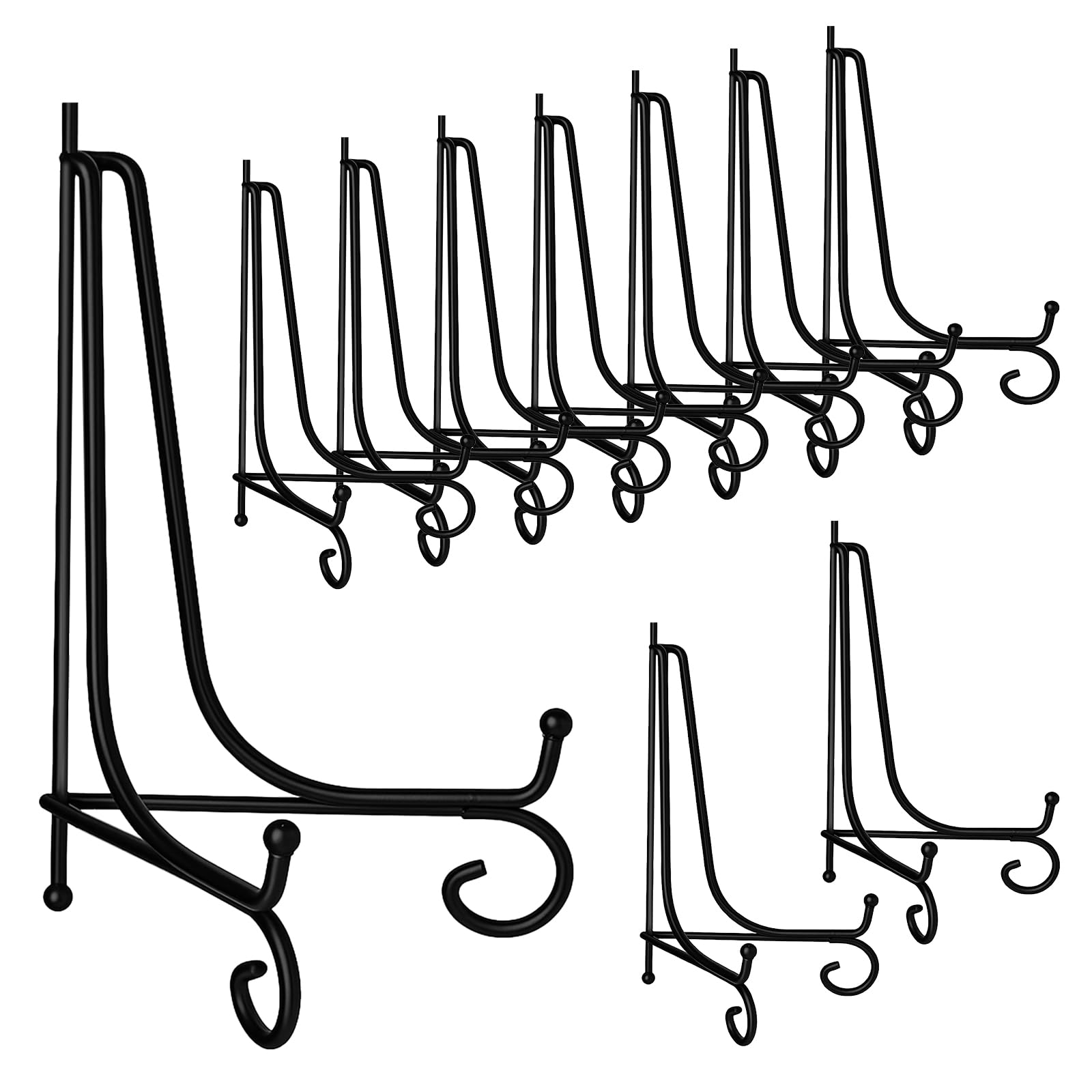 Photo 1 of 10 Packs Iron Display Stand, 10" Premium Black Iron Plate Stands Picture Stand Photo Stand for Display, Foldable Easel Stand Decorative Metal Plate Holders Display Stand for Frame Book Card Collection