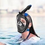 Jsdoin Snorkel Mask Full Face 180° View Anti-Fog Anti-Leak L/XL Black Blue view 6