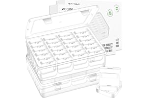 ZOQINI Bead Organizer Box, 56Pcs Small Clear Plastic Storage Containers, 2 Large Craft Organizer Boxes, 2 Sheets Label, Mini Parts Storage Solution for Beading Jewelry Making Diamond Arts Screws Seeds