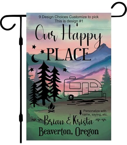 Love To Camp Wohnmobil-Flagge – 30x40 Cm, Polyester, Mit Spruch 'It's Always Happy Hour When I'm Camping'