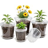 Hemikaki 4/5/6/7 Inch 20 Pack Clear Nursery Pots with Drainage and Saucer，Plastic Nursery Pots for Succulents Transparent Variety Pack Plastic Plant Pot Seed Starter Pots Flower Pots