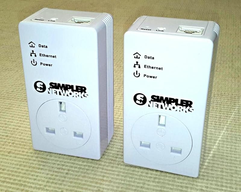 Simpler Networks HomePlug AV 200 Mbps Powerline Ethernet Adapters Starter Kit 2