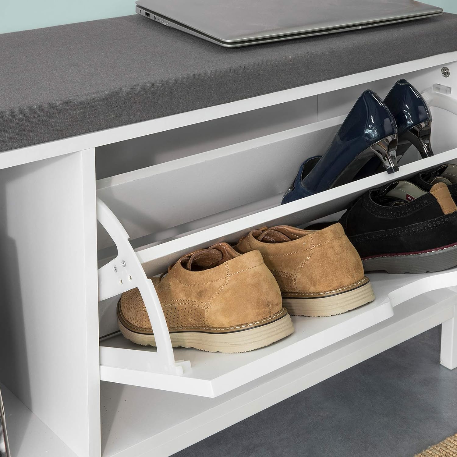 SoBuy FSR70-W Sitzbank mit Stauraum Schuhkipper mit Sitzfläche