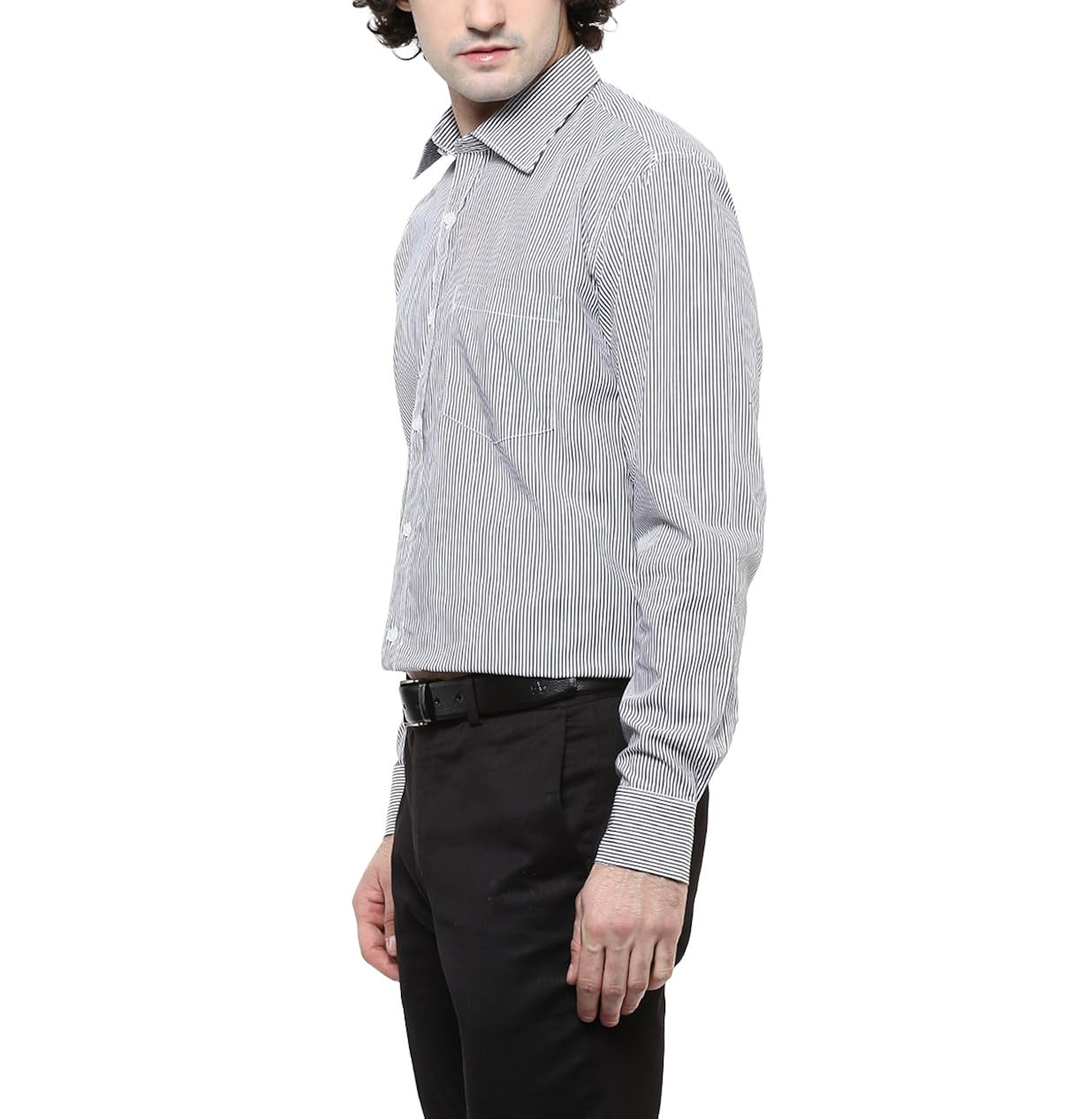 american crew men's cotton stripes shirt with pocket (white & black)