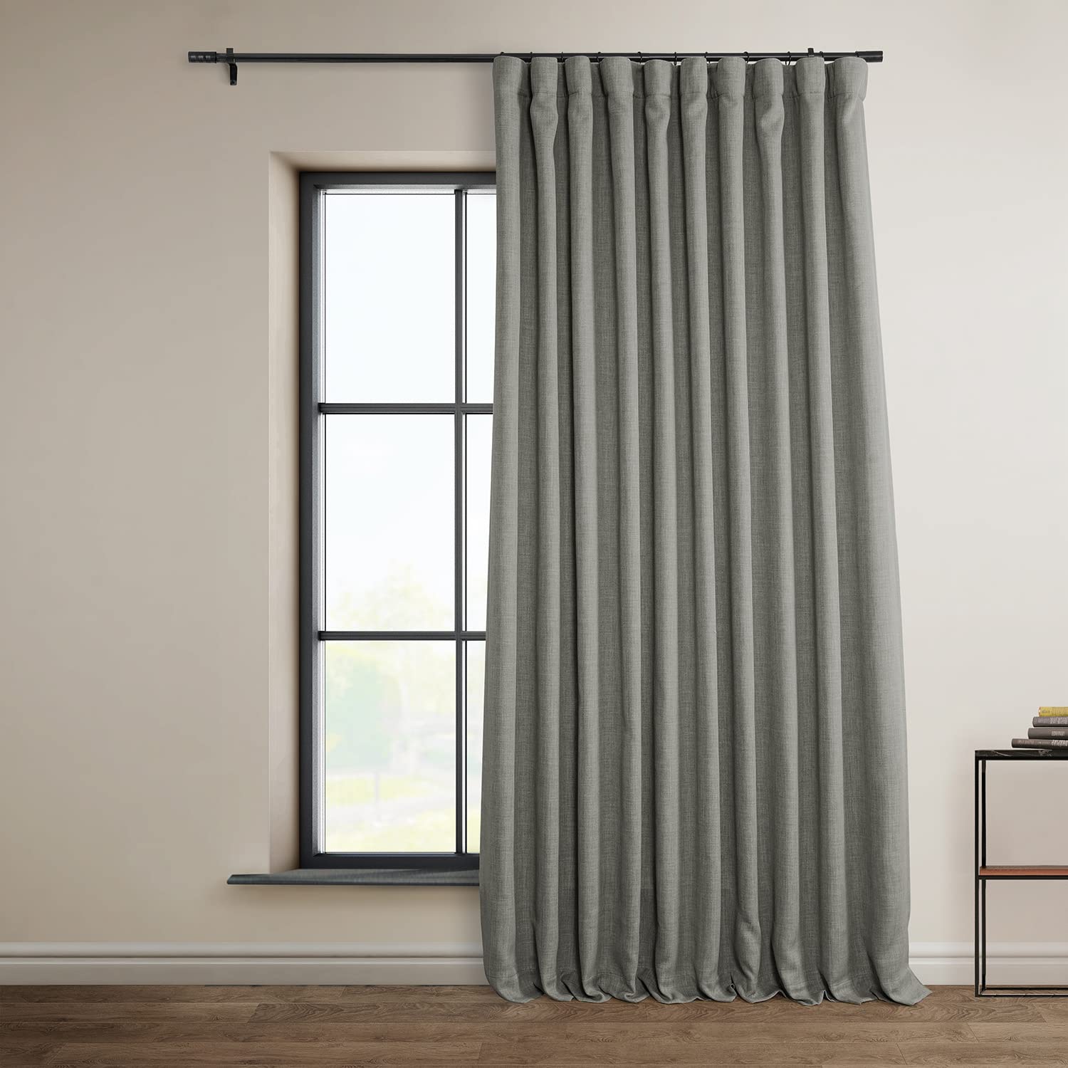 HPD Half Price Drapes - Faux Linen Curtains for Living Room (1 Panel) - 100W X 84L - Extra Wide Textured Room Darkening Curtains for Bedroom 84 Inches Long - Drapes for Home Decor, Blazer Grey Image