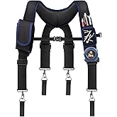 UMYLOV Tool Belt Suspenders for Men, Adjustable Padded Carpenter Tool Belt with Magnetic WristBand Multifunctional Pouch Pocket for Construction Workers (Black)