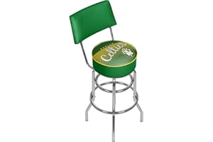 TRADEMARK GLOBAL NBA Boston Celtics Hardwood Classics Bar Stool with Back, One Size, Chrome