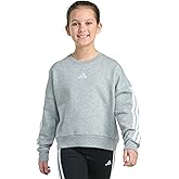 adidas girls Fleece 3-stripe Crewneck Sweatshirt