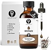 Dolce Flav Natural Brown Food Coloring – 2 oz Liquid Color from Class IV Caramel with Graduated Dropper | Water-Soluble | For Baking, Beverages & Sauces | Kosher | Made in USA
