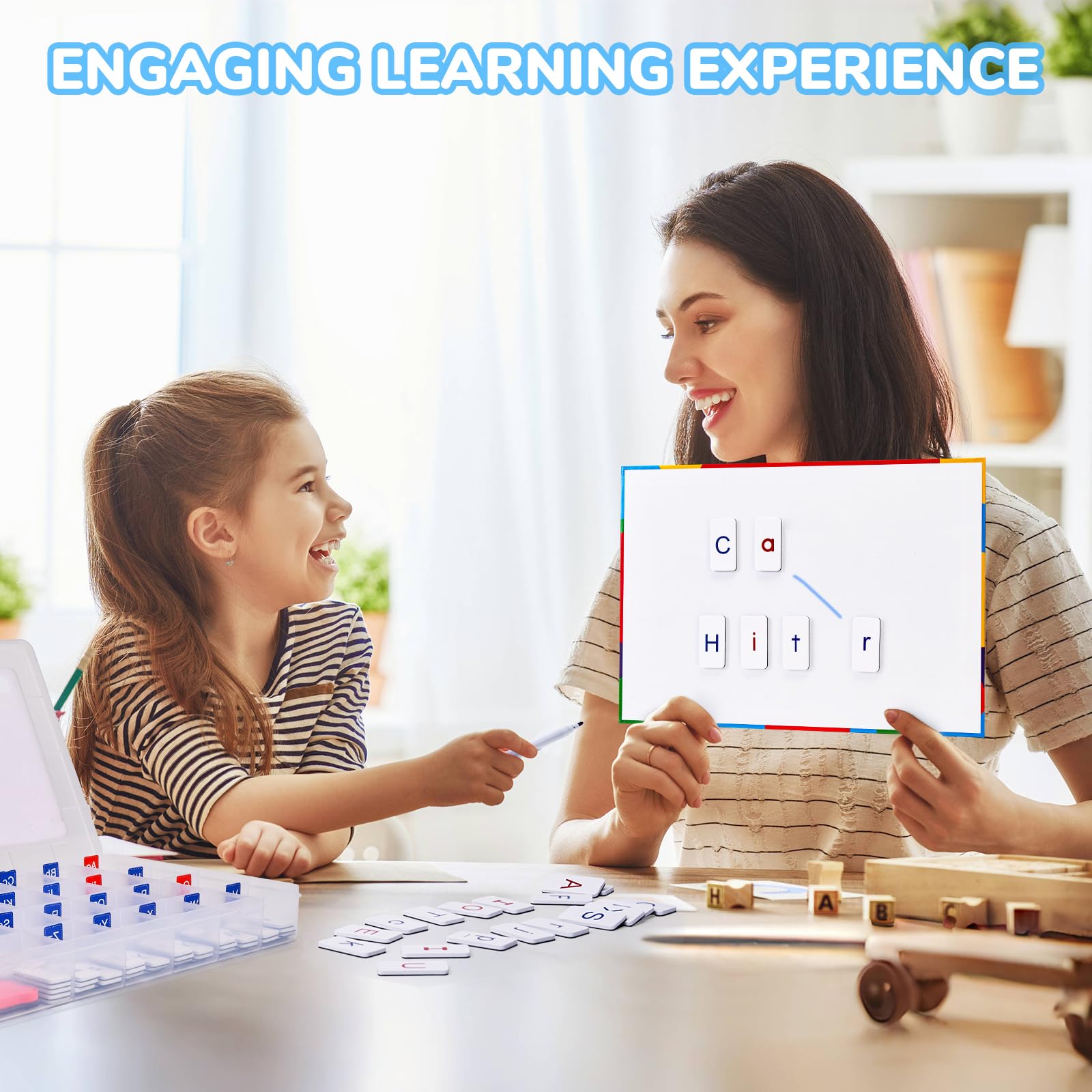 Classroom Magnetic Letter Tiles for Phonics and Spelling-JoyCat 234 Foam Alphabet Tiles Magnetic Letters with Double-Side Magnet Board and Compartment Storage Case