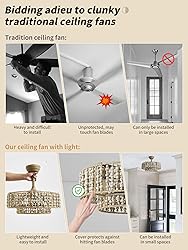 SYDACG 20" Boho Chandelier Ceiling Fans with