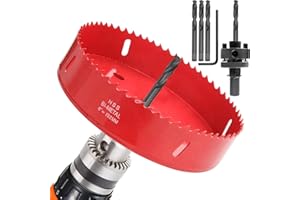 6 inch Hole Saw for Making Cornhole Boards 152mm Corn Hole Drilling Cutter BI-Metal Heavy Duty Steel Blade & Hex Shank Drill Bit Adapter by STARVAST for Cornhole Game, Home Improvement (Red)