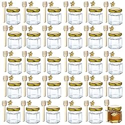 XING-RUIYANG 1.5 oz Hexagon Mini Glass Honey Jars