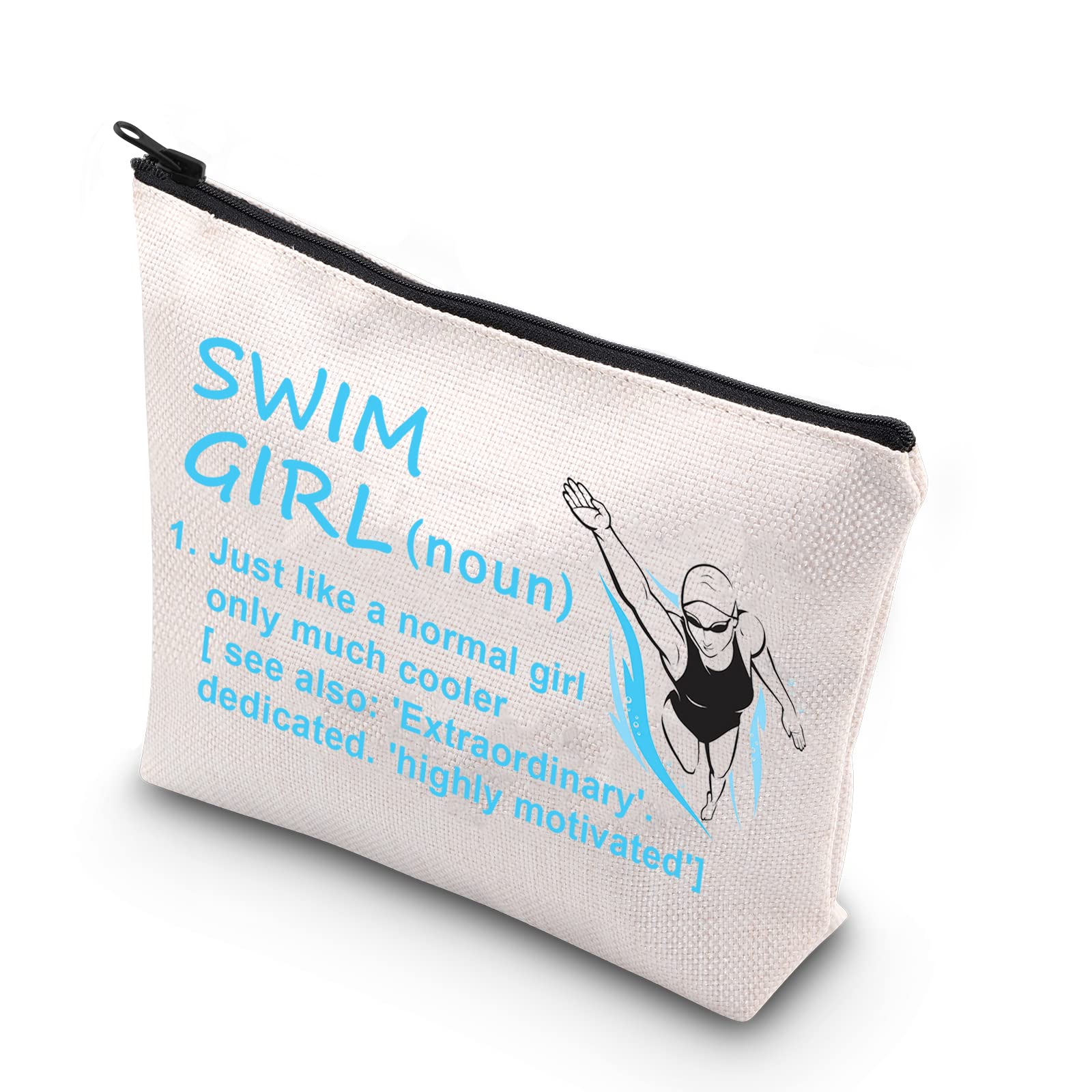 PLITI Swimming Makeup Bag Swim Lover Gift Swimming Team Gift Swim Girl Only Cooler Definition Swimmers Cosmetic Bag (Swim Girl defin U)