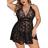 Avidlove Women Plus Size Babydoll Lingerie Lace Chemise Mesh Sleepwear