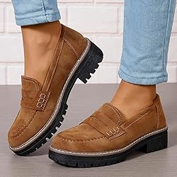 Womens Loafers Shoes Platform Chunky Penny Loafer