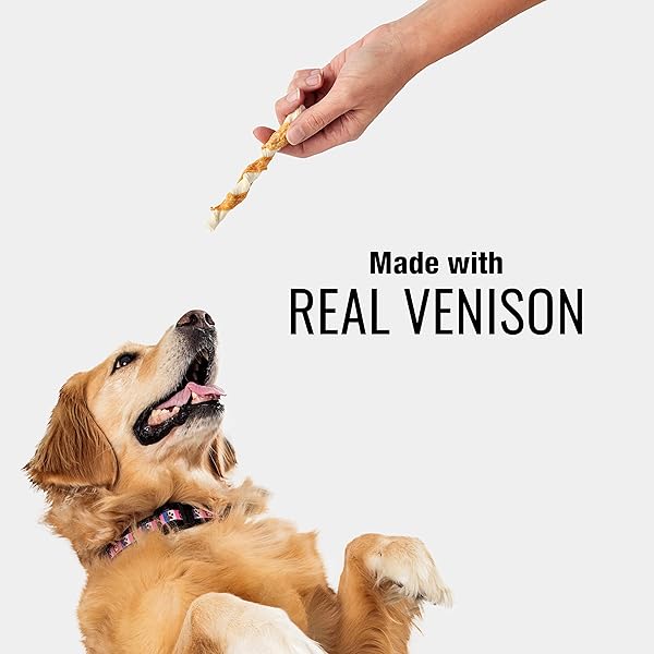 GOOD ‘N’ FIT TWIST STICKS MADE WITH REAL VENISON, 15 COUNT, TREAT YOUR DOG TO LONG-LASTING AND HIGHLY DIGESTIBLE RAWHIDE CHEWS