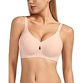 VQJ Women's Full Coverage Wireless Bra, Jelly Comfort & Lift Push Up Support, Seamless No Underwire Everyday T-Shirt Bralette