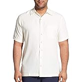 Van Heusen Men's Air Short Sleeve Button Down Poly Rayon Grid Shirt