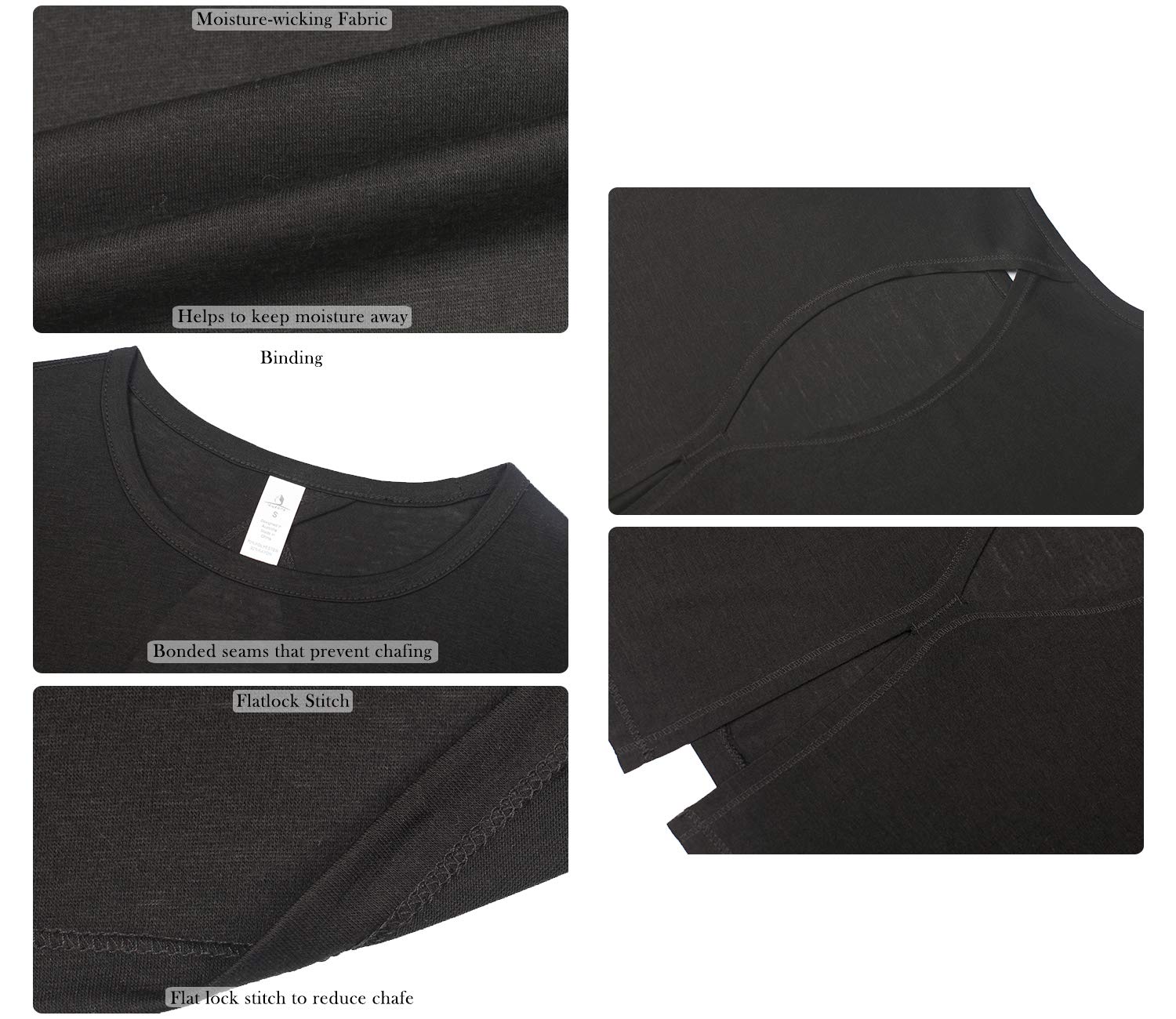 icyzone Open Back Workout Top Shirts - Yoga t-Shirts Activewear Exercise Crop Tops For Women (M, Black)