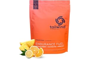 Tailwind Nutrition Endurance Fuel, Carbohydrate & Electrolyte Sports Drink Mix Powder, Gluten-Free, Vegan, Tropical Buzz, 50 Servings (Caffeinated)