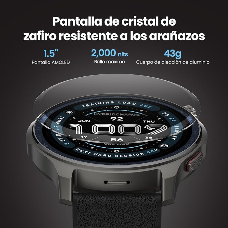 Balance 2 Men's Smart Watch 47mm, 1.5" AMOLED Screen Sapphire Crystal, smartwatch com NFC, GPS, bateria de 21 dias, 170+ Sports Modes, Hyrox, Golf, para Android e iPhone