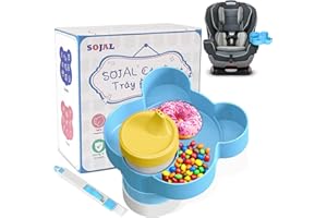 BlueOrigin Car Seat Snack Tray - Travel Tray for Kids Car Seat, Stroller, Booster and Anywhere with a Cup Holder, Toddler Road Trip Essentials Food Plate for Snacks, Toys, Entertainment (Blue)