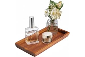 Bathroom Vanity Tray 11.8 x 5.9 inches of Natural Acacia Wood - Elegant Organizer for Cosmetics, Jewelry, Perfume, Candle, Ke
