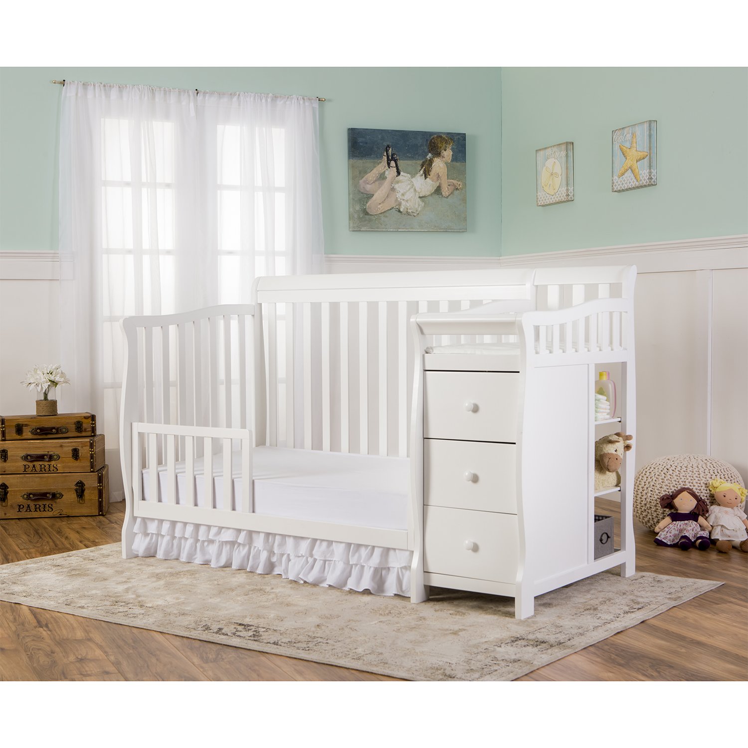Dream On Me 5 in 1 Brody Convertible Crib with Changer with Dream On Me Spring Crib and Toddler Bed Mattress, Twilight : Baby