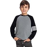 Haloumoning Boys Long Sleeve Raglan T-Shirts Casual Colorblock Crewneck Tops Tees 4-14 Years