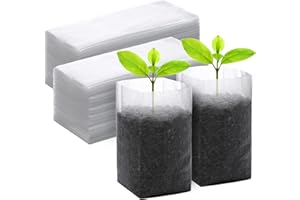 GREANER 200 PCS Nursery Bags, 5.5"x6.3" Non-Woven Fabric Seedling Bags Biodegradable for Home Garden Supply, Tree, Flower, Vegetable, Nursery Pots Container Plants Pouch