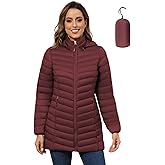 ROYAL MATRIX Women's Packable Puffer Jacket - Lightweight Winter Warm Long Quilted Puffer Coat with Detachable Hood