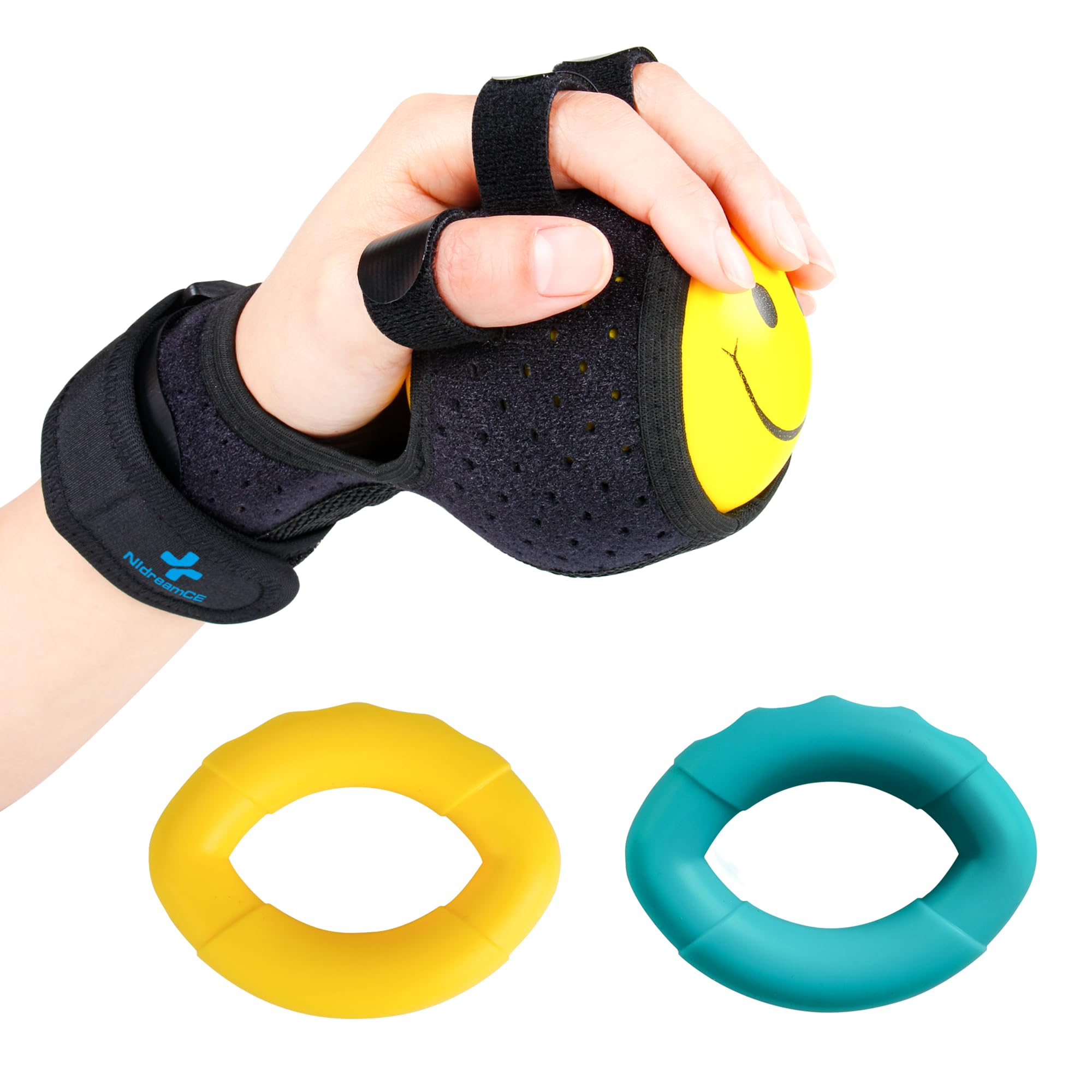 Photo 1 of NIdreamCE Anti Spasticity Ball Splint Stroke Therapy Equipment for Adults Hand Orthosis Brace for Recovery Spasm Dystonia Hemiplegia Training Functional Impairment